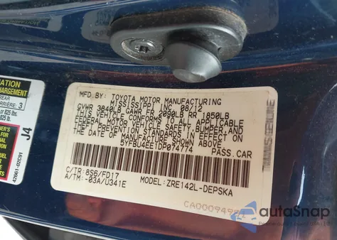 2013 Toyota Corolla S z USA, uszkodzony, nr VIN 5YFBU4EE1DP074774